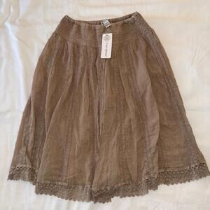 Cotton midi Brown Skirt Small Vintage Vibe